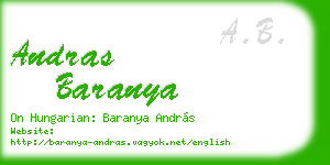 andras baranya business card